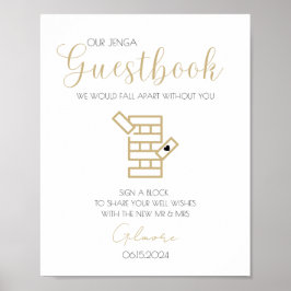 Poster Cartão de visitas Jenga com Caligrafia Dourada par