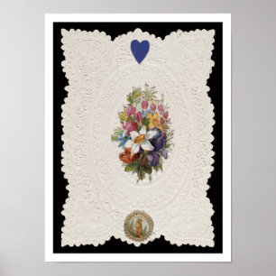 Poster Cartão dos namorados que descreve as flores,