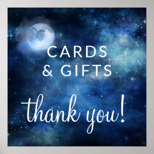 Poster Cartão e Presentes Lua Céu Lunar & Sinal de Mesa d