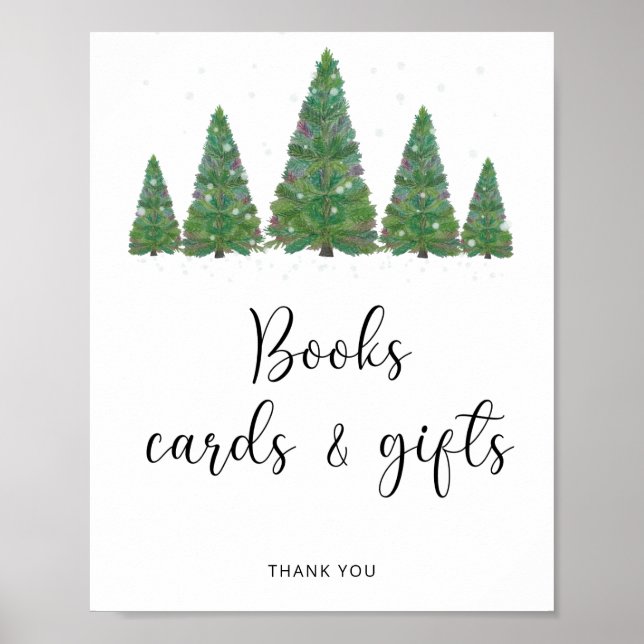 Poster Cartão floral de inverno de aquarelas e presentes (Frente)