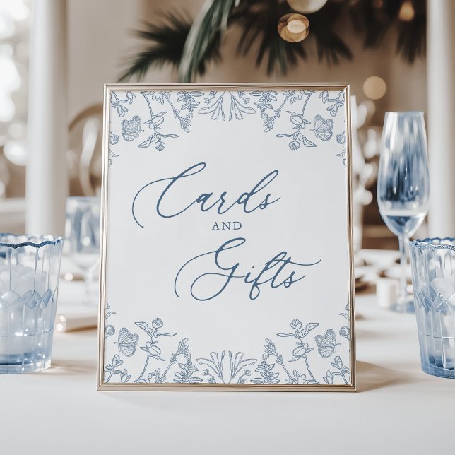 Poster Cartão Floral e presentes de Chinoiserie Azul Fran (Criador carregado)