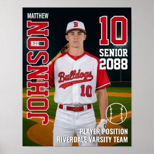 Poster Cartão Personalizado de Jogador de Beisebol com Fo