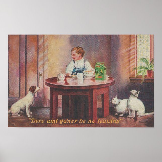 Poster Cartão postal 1907. Sem sobras para cães e gatos (Frente)