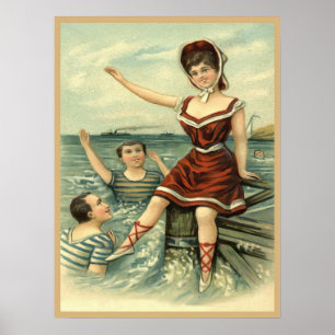 Poster Cartão-postal da Beleza Bathing 1908