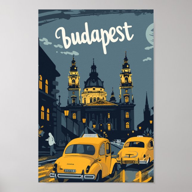Poster Cartão postal da Famosa Viagem da Hungria de Budap (Frente)
