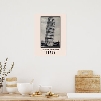 Poster Cartão-postal da Torre de Aluguel de Pisa Vintage 