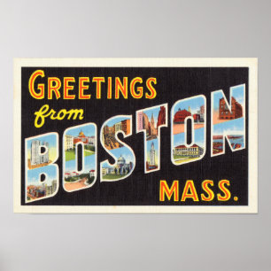 Pôster Cartão postal da Viagens vintage de Boston restaur