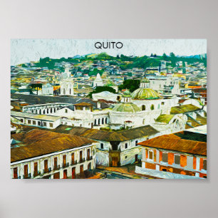 Poster Cartão postal de ilustração de aquarela equador qu