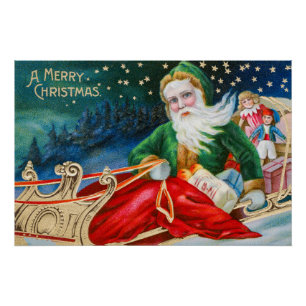 Pôster Cartão postal de Natal vintage retrô Papai Noel