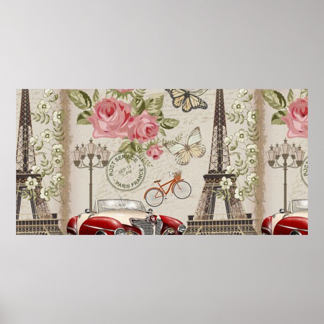 Poster Cartão postal de Paris vintage. (Frente)