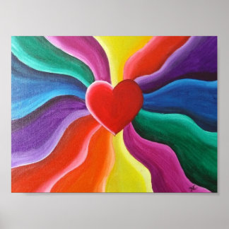 Poster Cartão-postal do coração e arco-íris