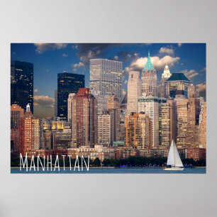 Poster Cartão-postal do Nova Iorque Manhattan Skylne à no
