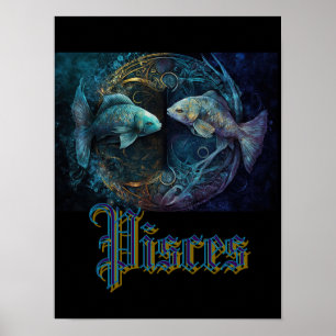 Poster Cartão postal do signo de Peixes
