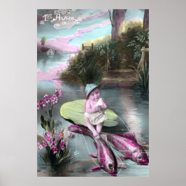 Poster Cartão postal francês vintage do Dia da Mentira