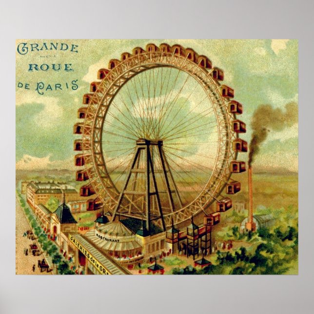 Pôster Cartão-postal parisiense Vintage (Frente)