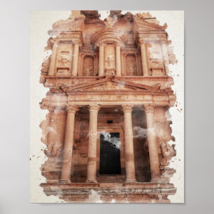 Poster Cartão postal Petra Jordan Watercolor Art