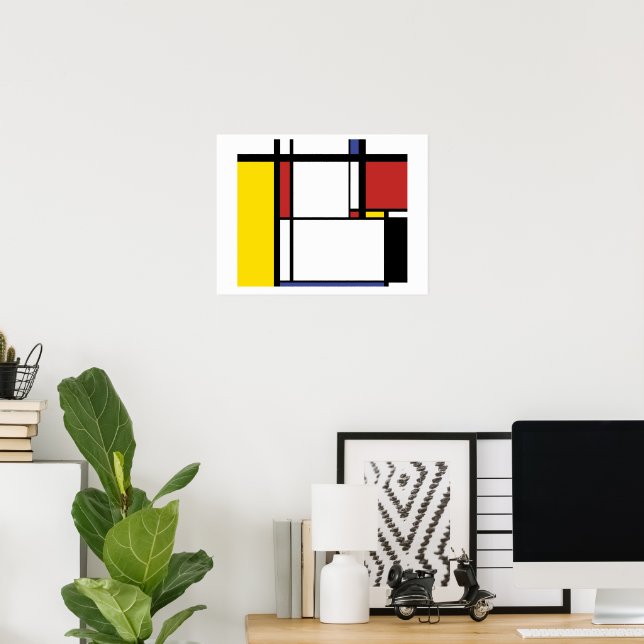 Poster Cartão-postal Piet Mondrian (Escritório em casa)