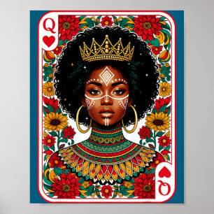 Poster cartão rainha africana melanina orgulho negro blm