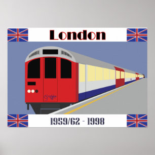 Poster Cartão retro do trem de Londres do vintage