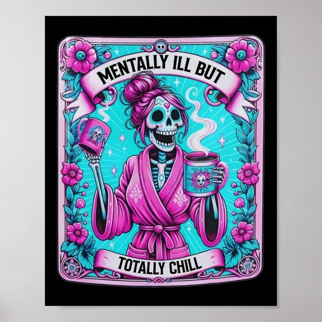 Poster Cartão Tarot De Café Skeleton Mentalmente Doente M (Frente)