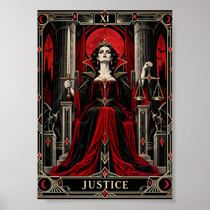 Poster Cartão Tarot Justiça Arte Vampira Gótica Rainha Oc
