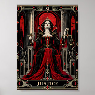 Poster Cartão Tarot Justiça Arte Vampira Gótica Rainha Oc