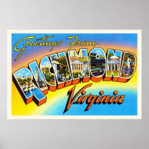 Pôster Cartão velho das viagens vintage de Richmond