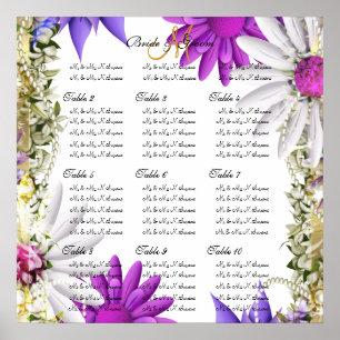Pôster Cartas cor-de-rosa roxas do assento do casamento