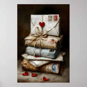 Poster Cartas de Amor Arte de Parede Imprimível – Românti