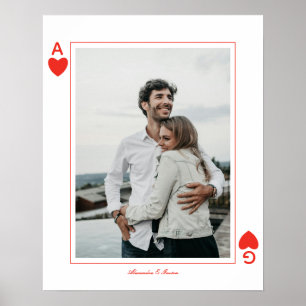 Poster cartas de baralho foto coração amor ás simples