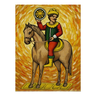 Pôster Cartas de Baralho Italianas - Cavaleiro de Ouros B