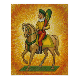 Pôster Cartas de Baralho Italianas - Cavaleiro de Paus, S