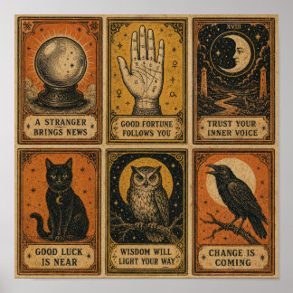 Poster Cartas de Cartomante Vintage para o Halloween