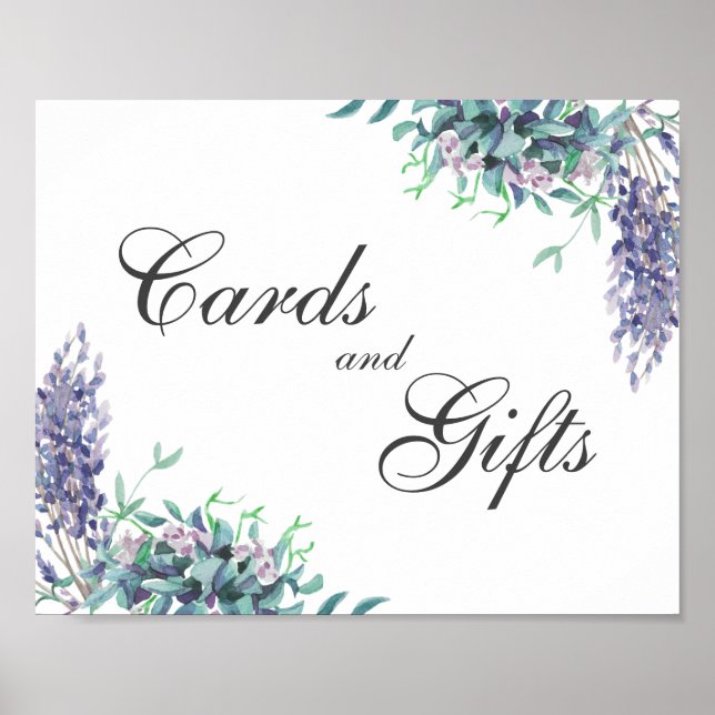Poster Cartas e presentes. Sinal floral. Casamento roxo (Frente)