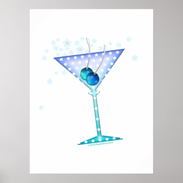 PÔSTER CARTAZ 18" X 24" - ARTE MARTINI AZUL (Frente)