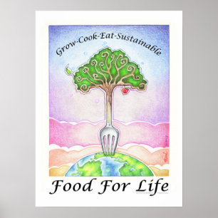 PÔSTER CARTAZ 18X24" - CULTIVE, COZINHE, COMA SUSTENTÁVEL