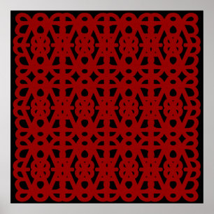 Poster Cartaz 52x52 ou Menor, Padrão Abstrato Vermelho