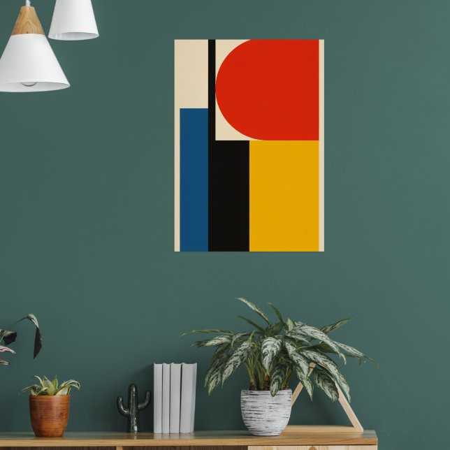 Poster Cartaz Abstrato Bauhaus | Vermelho Azul Amarelo Ou (Sala de Estar 1)