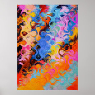 Poster Cartaz Abstrato Colorido Contemporâneo