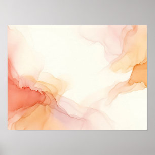 Poster Cartaz Abstrato de Difusão Fluida Coral Rosa
