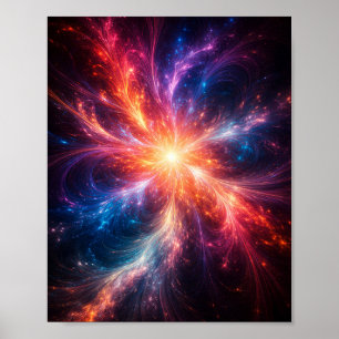 Poster Cartaz Abstrato de Explosão de Energia Cósmica