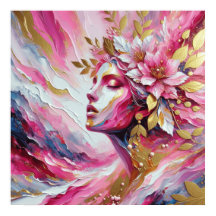 Cartaz abstrato de rosto de mulher elegante com fo