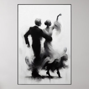 Poster Cartaz Abstrato do Duo de Dança Flamenca