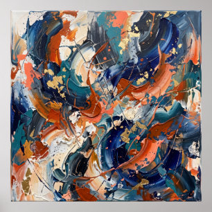 Poster Cartaz Abstrato Energia Espírito Laranja Azul