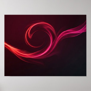 Poster Cartaz Abstrato Escuro Fluxo Espiral Carmesim