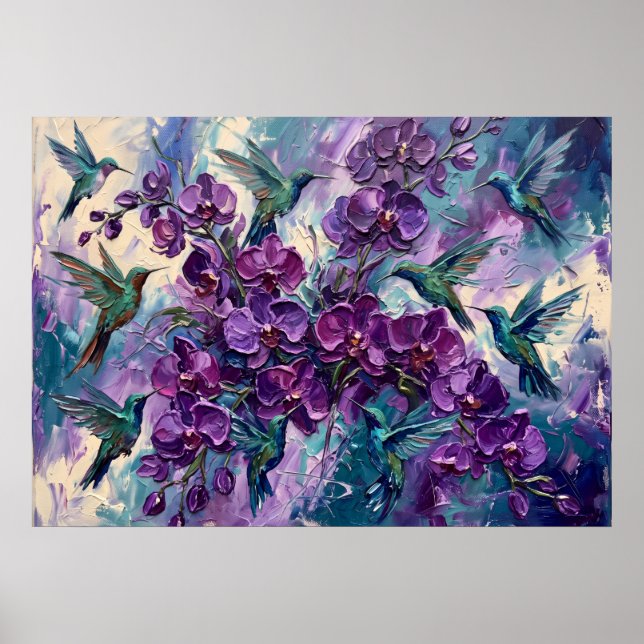 Poster Cartaz Abstrato Floral Roxo (Frente)