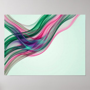 Poster Cartaz Abstrato Fluido Esmeralda Magenta Interliga