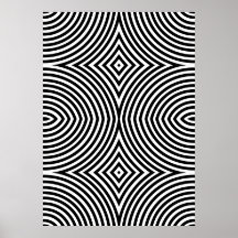Cartaz Abstrato Geométrico Preto e Branco Ousado
