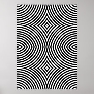 Poster Cartaz Abstrato Geométrico Preto e Branco Ousado
