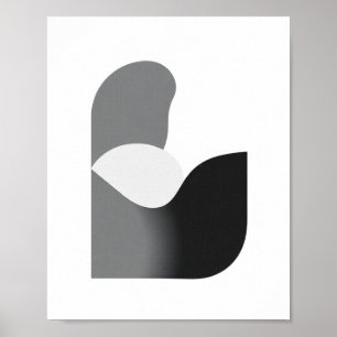 Poster Cartaz Abstrato Minimalista Preto e Branco